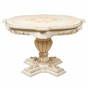 Casa Padrino Luxus Barock Esstisch Wei� / Braun  120 cm - Barock Esszimmer M�bel