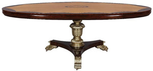 Casa Padrino Luxus Barock Esstisch Dunkelbraun / Naturfarben / Silber - Ovaler Barockstil Massivholz K�chentisch - Luxus Esszimmer M�bel im Barockstil - Barock Esszimmer M�bel