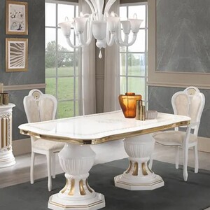 Casa Padrino Luxus Barock Esstisch Wei� / Gold 185-230 cm - Made in Italy