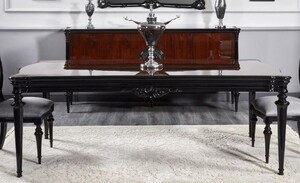 Casa Padrino Luxus Barock Esstisch Schwarz 220 cm - Prunkvolle Barock Esszimmer M�bel