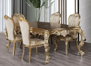 Casa Padrino Luxus Barock Esstisch Antik Gold - Handgefertigter Massivholz Esszimmertisch im Barockstil - Prunkvolle Barock Esszimmer Mbel