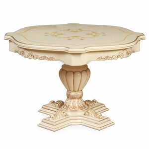 Casa Padrino Luxus Barock Esstisch Creme / Braun  120 cm - Barock M�bel