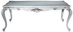 Casa Padrino Luxus Barock Esstisch Antik Wei� / Gold 201 x 102 x H. 80 cm - Massivholz K�chentisch - Esszimmertisch - Esszimmer M�bel im Barockstil