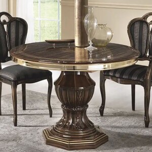 Casa Padrino Luxus Barock Esstisch Braun / Gold 110-150 cm - Made in Italy