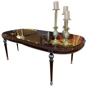 Casa Padrino Luxus Barock Esstisch Braun / Silber 230 x 106 x H. 80 cm - Edler Esszimmertisch im Barockstil - Barock Esszimmer M�bel