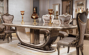 Casa Padrino Luxus Barock Esszimmer Set - 1 Esstisch 250 cm & 6 Sthle