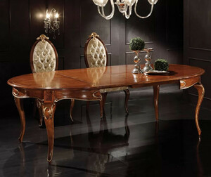 Casa Padrino Luxus Barock Esszimmer Set Braun / Gold - 1 Ausziehbarer Barock Esstisch & 6 Barock Esszimmerst�hle - Esszimmer M�bel im Barockstil - Luxus Qualit�t - Made in Italy