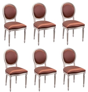 Casa Padrino Luxus Barock Esszimmer Set Creme / Gold / Orange 49 x 43,5 x H. 98 cm - 6 Esszimmerst�hle - Esszimmerm�bel