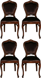 Casa Padrino Luxus Barock Esszimmer Set Braun / Braun 45 x 46 x H. 99 cm - 4 handgefertigte Esszimmerst�hle - Barock Esszimmerm�bel