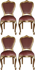Casa Padrino Luxus Barock Esszimmer Set Rosa / Gold 45 x 46 x H. 99 cm - 4 handgefertigte Esszimmersthle - Barock Esszimmermbel