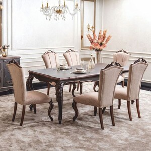 Casa Padrino Luxus Barock Esszimmer Set Beige / Braun - 1 Barock Esstisch & 6 Barock St�hle