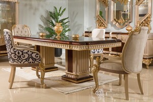 Casa Padrino Luxus Barock Esszimmer M�bel Set Dunkelbraun / Grau / Gold