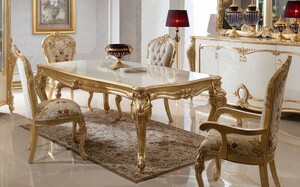 Casa Padrino Luxus Barock Esszimmer Set Wei / Mehrfarbig / Gold