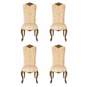 Casa Padrino Luxus Barock Esszimmer Stuhl 4er Set Beige / Dunkelbraun - Barockstil M�bel