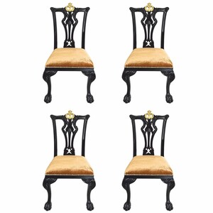 Casa Padrino Luxus Barock Esszimmer Stuhl 4er Set Gold / Schwarz - Casa Padrino Esszimmer M�bel