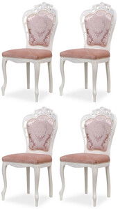 Casa Padrino Luxus Barock Esszimmer Stuhl 4er Set mit elegantem Muster Rosa / Wei - Barockstil Kchen Sthle - Prunkvolle Luxus Esszimmer Mbel im Barockstil - Edel & Prunkvoll