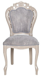 Casa Padrino Luxus Barock Esszimmer Stuhl Grau / Hochglanz Beige 49,5 x 57 x H. 102,5 cm - Barockstil K�chen Stuhl - Prunkvolle Luxus Esszimmer M�bel im Barockstil - Barock M�bel