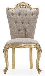 Casa Padrino Luxus Barock Esszimmer Stuhl Grau / Gold - Prunkvoller Barockstil K�chen Stuhl - Luxus Esszimmer M�bel im Barockstil - Barock M�bel - Edel & Prunkvoll