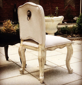 Casa Padrino Luxus Barock Esszimmer Stuhl Castle Creme mit Messing L�wengriff - M�bel Restaurant Hotel - Schloss Mobiliar