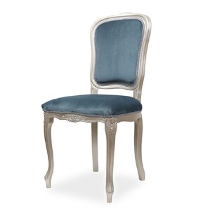 Casa Padrino Luxus Barock Esszimmer Stuhl Blau / Silber H. 100 cm