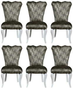 Casa Padrino Luxus Barock Esszimmer Stuhl Set Grn / Gold / Wei 49 x 56 x H. 102 cm - Edles Kchen Sthle 6er Set - Barock Esszimmer Mbel