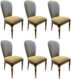 Casa Padrino Luxus Barock Esszimmer Stuhl Set Grau / Braun / Silber 52 x 55 x H. 100 cm - Barock Kchen Sthle 6er Set - Esszimmer Mbel im Barockstil