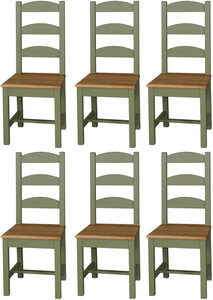 Casa Padrino Landhausstil Esszimmer Stuhl Set 48 x 41 x H. 93 cm - Verschiedene Farben - Massivholz K�chen St�hle 6er Set - Esszimmer M�bel im Landhausstil