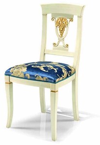 Casa Padrino Luxus Barock Esszimmer Stuhl Blau / Elfenbein / Gold - Made in Italy