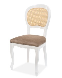 Casa Padrino Luxus Barock Esszimmer Stuhl Braun / Naturfarben / Wei� H. 97 cm