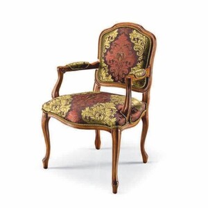 Casa Padrino Luxus Barock Esszimmer Stuhl mit Armlehnen Braun / Gelb / Braun - Made in Italy