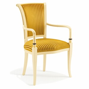 Casa Padrino Luxus Barock Esszimmer Stuhl mit Armlehnen Gold / Creme / Schwarz - Made in Italy