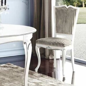 Casa Padrino Luxus Barock Esszimmer Stuhl Silber / Schwarz / Wei� / Silber - Barock M�bel - Made in Italy