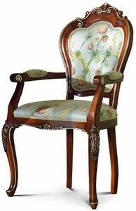 Casa Padrino Luxus Barock Esszimmer Stuhl mit Armlehnen Bunt / Braun / Gold - Barock M�bel - Made in Italy