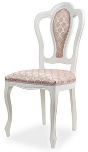Casa Padrino Luxus Barock Esszimmer Stuhl Rosa / Wei - Barockstil Massivholz Kchen Stuhl mit elegantem Muster - Prunkvolle Luxus Esszimmer Mbel im Barockstil - Handgefertigte Barock Mbel