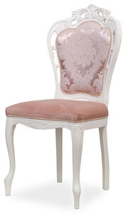 Casa Padrino Luxus Barock Esszimmer Stuhl mit elegantem Muster Rosa / Wei - Barockstil Kchen Stuhl - Prunkvolle Luxus Esszimmer Mbel im Barockstil - Barock Mbel