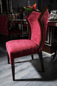 Casa Padrino Luxus Barock Esszimmerstuhl Set Bordeauxrot / Dunkelbraun / Silber - 6 Küchen Stühle im Barockstil - Barock Esszimmer Möbel