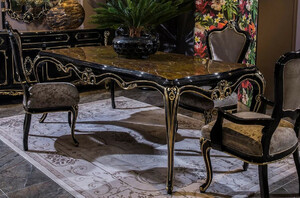 Casa Padrino Luxus Barock Esszimmerstuhl Set Silber / Schwarz / Gold - Barock Kchen Sthle 6er Set - Luxus Esszimmer Mbel im Barockstil - Barock Esszimmer Mbel - Edel & Prunkvoll