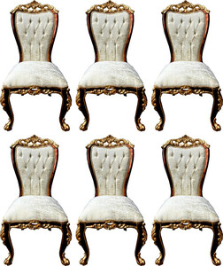 Casa Padrino Luxus Barock Esszimmerstuhl Set Cremefarben / Braun / Gold - 6 Handgefertigte Kchen Sthle im Barockstil - Barock Esszimmer Mbel - Edel & Prunkvoll