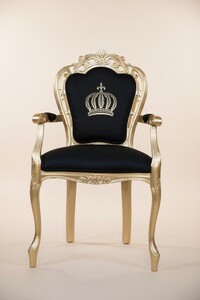 Casa Padrino Luxus Barock Esszimmerstuhl mit Armlehnen Schwarz / Gold - Pomp��s by Harald Gl��ckler Design - 48 x 54 x 105 cm