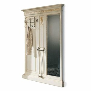 Casa Padrino Luxus Barock Garderobe mit Spiegel Wei� / Gold 161 x H. 213 cm - Made in Italy