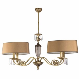 Casa Padrino Luxus Barock Kristall Hngeleuchte Messing mit Patina / Braun 101 cm