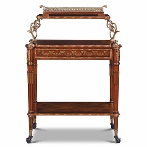 Casa Padrino Luxus Barock Servierwagen Braun / Messing / Silber - Barockstil Teewagen