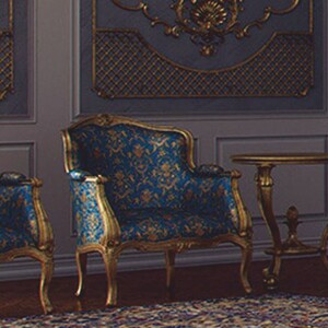 Casa Padrino Luxus Barock Hotel & Wohnzimmer Sessel Blau / Gold - Made in Italy