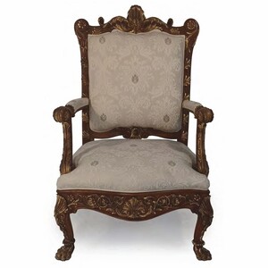 Casa Padrino Luxus Barock Wohnzimmer Sessel Grau / Dunkelbraun / Gold H. 123 cm - Made in Italy