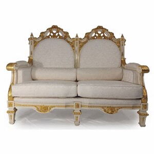 Casa Padrino Luxus Barock Hotel & Wohnzimmer Sofa Grau / Gold 145 cm - Made in Italy