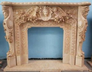 Casa Padrino Luxus Barock Kaminumrandung Beige 257 x 55 x H. 205 cm - Prunkvolle Kaminumrandung aus hochwertigem Marmor - Barock Mbel