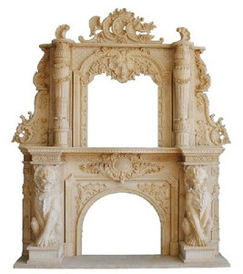 Casa Padrino Luxus Barock Kaminumrandung Beige 280 x 65 x H. 350 cm - Handgefertigte Kaminumrandung aus hochwertigem Marmor - Edel & Prunkvoll