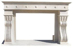 Casa Padrino Luxus Barock Kaminumrandung Wei 202 x 55 x H. 125 cm - Handgefertigte Kaminumrandung aus hochwertigem Marmor - Kamin Deko Accessoires - Marmor Mbel im Barockstil