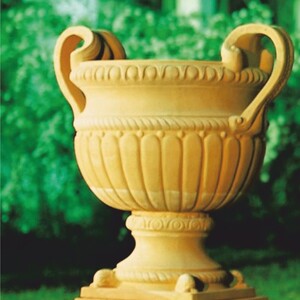 Casa Padrino Luxus Barock Keramik Blumentopf Gelb  72 x H. 78 cm - Garten Deko