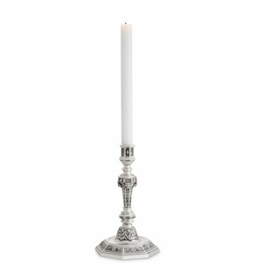Casa Padrino Luxus Barock Kerzenst�nder im franz�sischen Stil Antik Silber H. 25 cm - Barockstil Deko Accessoires
